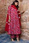 Gulabo Jaipur_Red Cotton Print Phool Round Bahar Garden Anarkali Set_Online_at_Aza_Fashions