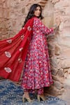 Buy_Gulabo Jaipur_Red Cotton Print Phool Round Bahar Garden Anarkali Set_Online_at_Aza_Fashions