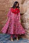Shop_Gulabo Jaipur_Red Cotton Print Phool Round Bahar Garden Anarkali Set_Online_at_Aza_Fashions