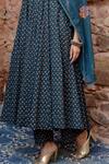 Shop_Gulabo Jaipur_Blue Cotton Print Padma Phool Garden Semi Square Neck Bahar Anarkali Set _Online_at_Aza_Fashions