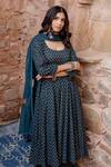 Buy_Gulabo Jaipur_Blue Cotton Print Padma Phool Garden Semi Square Neck Bahar Anarkali Set 