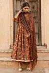 Buy Gulabo Jaipur Brown Cotton, Chiffon Embroidery, Prital Botanic Handblock Print Anarkali Set at Aza Fashions Buy_Gulabo Jaipur_Brown Cotton, Chiffon Embroidery, Prital Botanic Handblock Print Anarkali Set_at_Aza_Fashions
