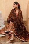 Gulabo Jaipur Brown Cotton, Chiffon Embroidery, Prital Botanic Handblock Print Anarkali Set Online at Aza Fashions Gulabo Jaipur_Brown Cotton, Chiffon Embroidery, Prital Botanic Handblock Print Anarkali Set_Online_at_Aza_Fashions