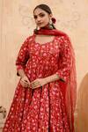 Gulabo Jaipur Red Cotton Sequins Round Neck Prital Botanic Bloom Print Anarkali Set at Aza Fashions Gulabo Jaipur_Red Cotton Sequins Round Neck Prital Botanic Bloom Print Anarkali Set_at_Aza_Fashions