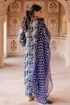 Shop_Gulabo Jaipur_Blue Cotton Printed Peacock Motif V Neck Aruna Embroidered Kurta Pant Set _at_Aza_Fashions