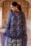 Buy_Gulabo Jaipur_Blue Cotton Printed Peacock Motif V Neck Aruna Embroidered Kurta Pant Set _Online_at_Aza_Fashions