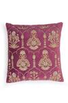 Shop_Amoliconcepts_Purple Viscose Velvet Bead Paisley Embroidered Cushion Cover_at_Aza_Fashions