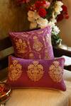 Amoliconcepts_Purple Viscose Velvet Bead Paisley Embroidered Cushion Cover_Online