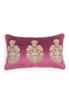 Shop_Amoliconcepts_Purple Viscose Velvet Bead Mogul Flower Embroidered Cushion Cover_at_Aza_Fashions