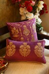 Amoliconcepts_Purple Viscose Velvet Bead Mogul Flower Embroidered Cushion Cover_at_Aza_Fashions