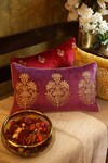 Buy_Amoliconcepts_Purple Viscose Velvet Bead Mogul Flower Embroidered Cushion Cover