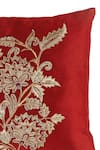 Buy_Amoliconcepts_Red Viscose Velvet Bead Flower Embroidered Cushion Cover_Online_at_Aza_Fashions