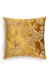 Shop_Amoliconcepts_Yellow Viscose Velvet Bead Paisley Work Cushion Cover_at_Aza_Fashions