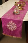 Buy_Amoliconcepts_Purple Viscose Velvet Zari Thread Embroidered Table Runner_at_Aza_Fashions