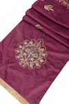 Amoliconcepts_Purple Viscose Velvet Zari Thread Embroidered Table Runner_Online_at_Aza_Fashions