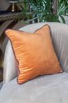 Buy_SITTARA WORKZ_Orange Velvet Makhmal Plain Cushion Cover_at_Aza_Fashions