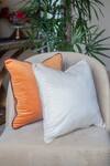 SITTARA WORKZ_Orange Velvet Makhmal Plain Cushion Cover_Online_at_Aza_Fashions