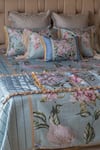 Buy_SITTARA WORKZ_Blue Faux Silk Floral English Summer Print Bedding Set_at_Aza_Fashions