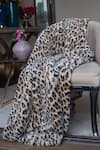 Buy_SITTARA WORKZ_Beige Faux Fur Leopard Pattern Throw _at_Aza_Fashions