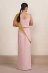 Shop_Somya Goyal_Pink Polyester V-neck Solid Strappy Crop Top _at_Aza_Fashions