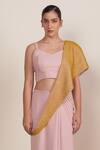 Somya Goyal_Pink Polyester V-neck Solid Strappy Crop Top _Online_at_Aza_Fashions