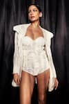 Buy_Pankaj & Nidhi_Ivory Jacket Tulle Swirling Sea Accordion And Bodysuit Set  _Online_at_Aza_Fashions