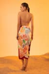 Shop_Tizzi_Beige Chiffon Satin Printed Abstract Vanessa Skirt  _at_Aza_Fashions