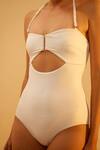 Buy_Tizzi_White Wonder Fabric Solid Halter Plegm Neck Monokini  _Online_at_Aza_Fashions