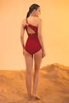 Shop_Tizzi_Red Wonder Fabric Solid One Shoulder Loxos Plain Swimsuit _at_Aza_Fashions