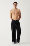 Buy_Tizzi_Black Twill Stitch Lines Fortio Street Trouser  _at_Aza_Fashions