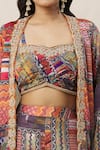 Buy_Samyukta Singhania_Multi Color Blouse And Gharara Chinnon Crepe Digital Printed Abstract Jacket Set_Online_at_Aza_Fashions