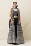 Buy_Samyukta Singhania_Black Georgette Embroidery Zari Jacket Open Work Lehenga Set_Online_at_Aza_Fashions