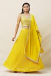 Samyukta Singhania_Yellow Georgette Embroidery Sequin Round Work Lehenga Set_Online_at_Aza_Fashions