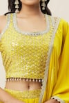 Samyukta Singhania_Yellow Georgette Embroidery Sequin Round Work Lehenga Set_at_Aza_Fashions