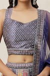 Buy_Samyukta Singhania_Multi Color Blouse And Lehenga Art Silk Printed Floral Stripe Panelled Set_Online_at_Aza_Fashions