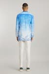 Shop_BUBBER COUTURE_Blue Cotton Silk Printed Nature Pablo Short Kurta _at_Aza_Fashions