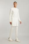 BUBBER COUTURE_Off White Cotton Silk Printed Geometric Rafael Straight Kurta With Pant _Online_at_Aza_Fashions