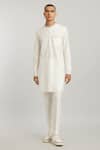 Buy_BUBBER COUTURE_Off White Cotton Silk Printed Steffano Placement Kurta With Pant _at_Aza_Fashions