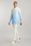 BUBBER COUTURE_Blue Cotton Silk Digital Printed Horizon Ari Bundi Jacket _Online_at_Aza_Fashions