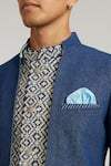 Shop_BUBBER COUTURE_Blue Denim Embroidered Wayu Desmond Layered Bandhgala Jacket _Online_at_Aza_Fashions