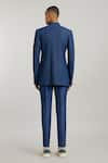 Shop_BUBBER COUTURE_Blue Denim Embroidered Resham Desmond Bandhgala Jacket _at_Aza_Fashions