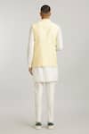 Shop_BUBBER COUTURE_Yellow Jacquard Silk Digital Printed Matte Ian Bundi Jacket _at_Aza_Fashions