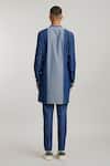 Shop_BUBBER COUTURE_Blue Cotton Denim Color Blocked Joshua Kurta And Pant Set _at_Aza_Fashions