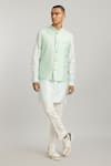 Buy_BUBBER COUTURE_Green Cotton Silk Digital Printed Matte Julio Bundi Jacket _at_Aza_Fashions