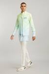 Buy_BUBBER COUTURE_Green Cotton Silk Digital Printed Trimond Luca Bundi Jacket _at_Aza_Fashions