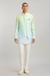 BUBBER COUTURE_Green Cotton Silk Digital Printed Trimond Luca Bundi Jacket _Online_at_Aza_Fashions