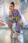 Buy_Papa Don't Preach Pret_Blue Satin Printed Papas Driving Me Crazy Lapel Collar Jumpsuit _at_Aza_Fashions