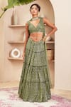 Buy_Papa Don't Preach Pret_Black Lurex Georgette Print Tulip Plunging V Neck Athlea Lehenga Set _at_Aza_Fashions