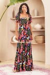 Buy_Papa Don't Preach Pret_Multi Color Crepe Print Jungle Square Neck Madelyn Tunic With Sharara _at_Aza_Fashions