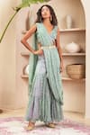 Buy_Papa Don't Preach Pret_Purple Lurex Georgette Embellished Floral Heyley Pattern Sharara Saree Set _at_Aza_Fashions